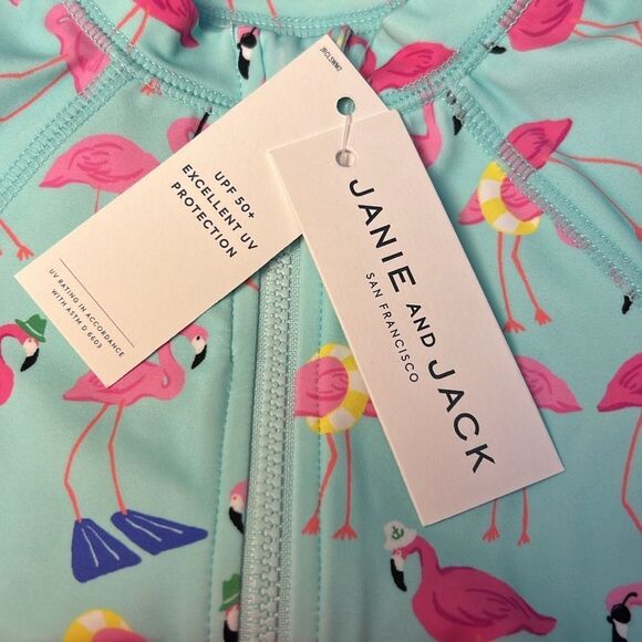 Janie and Jack 100048474 Baby Recycled Flamingo Rash Guard Swimsuit size 0-3 M - Picture 9 of 9